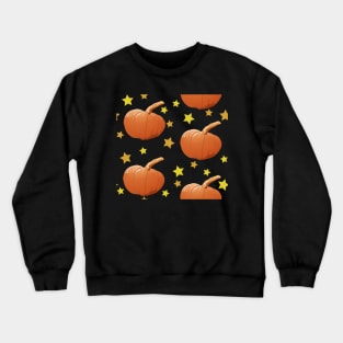 Pumpkins and Stars Tile (Black) Crewneck Sweatshirt